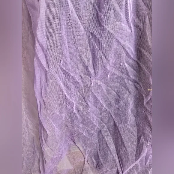 Vtg 60s Sheer Purple Flowy Boho Ruffle Babydoll Negligee Lingerie Top with Robe - Picture 9 of 13